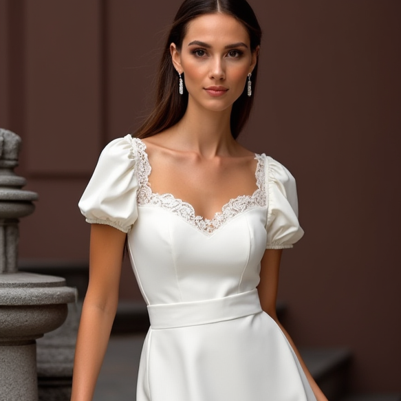 Modern Short Wedding Dress and Mini Dress with Asymmetrical Hemline embroidery New Satin Short Wedding Dress silk