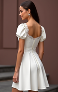 Modern Short Wedding Dress and Mini Dress with Asymmetrical Hemline embroidery New Satin Short Wedding Dress silk