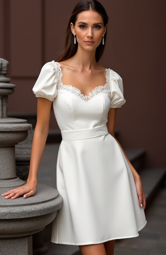 Modern Short Wedding Dress and Mini Dress with Asymmetrical Hemline embroidery New Satin Short Wedding Dress silk