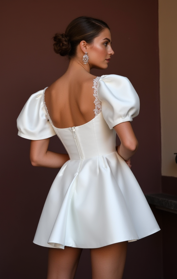 Casual Short Wedding Dress and Mini Dress for a Simple Yet Elegant Bridal Look embroidery New Satin Short Wedding Dress silk