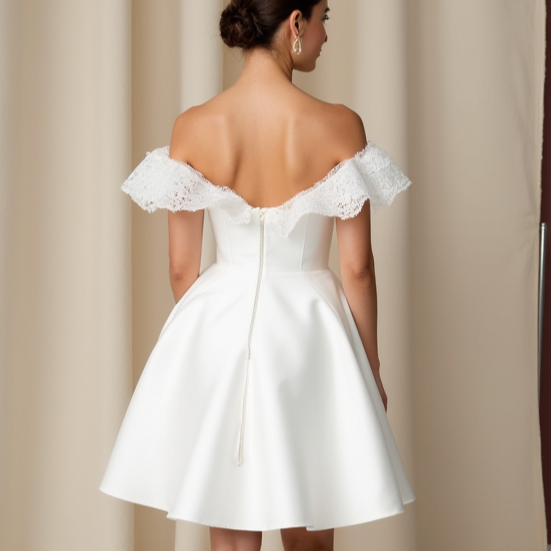 Elegant Short Wedding Dress and Mini Dress with a Draped Bodice for a Luxe Feel embroidery New Satin Short Wedding Dress silk