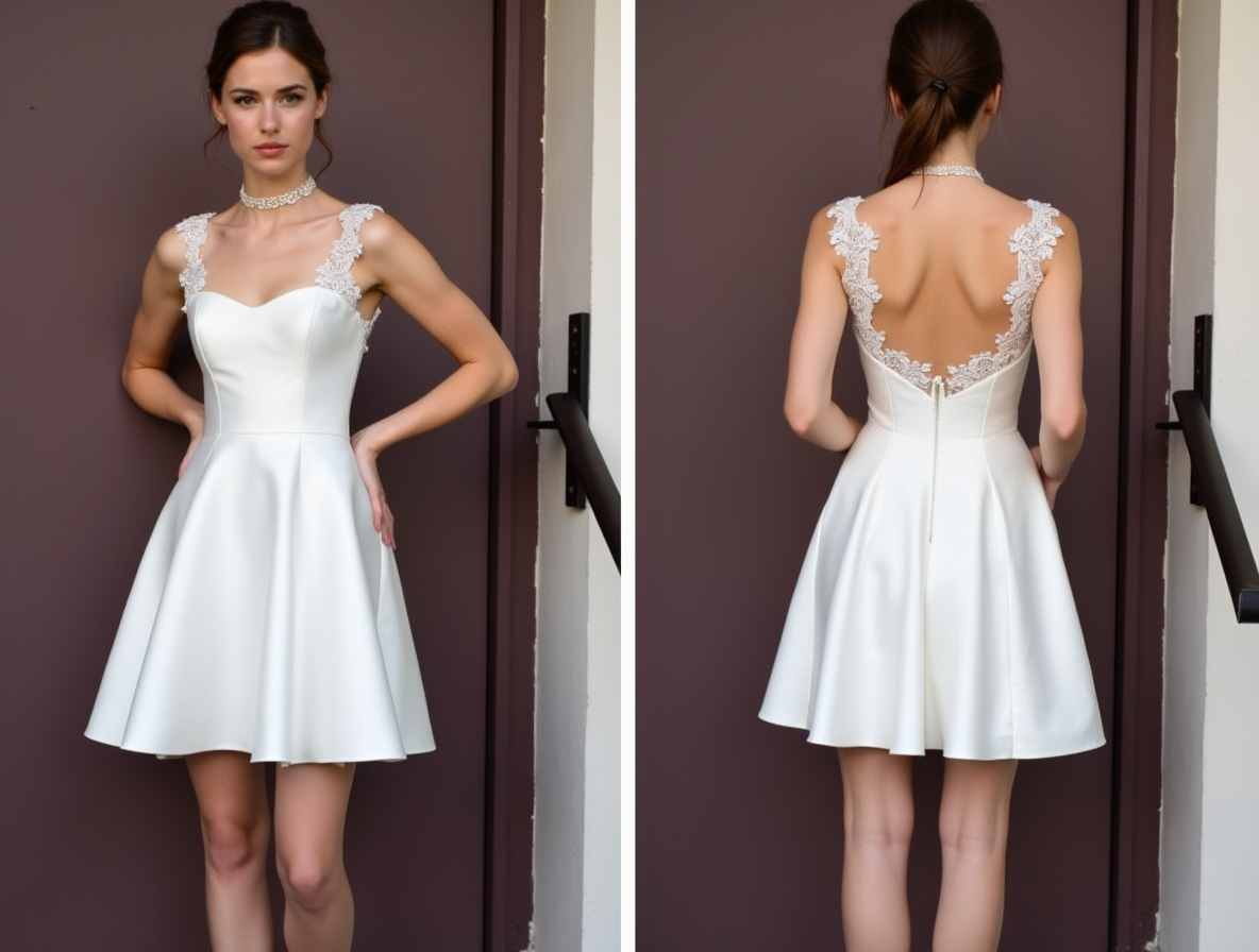 Playful Short Wedding Dress and Mini Dress with Polka Dot Tulle for a Fun Look embroidery New Satin Short Wedding Dress silk