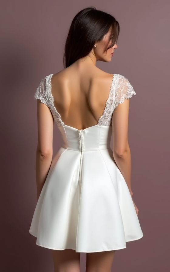 Short Wedding Dress and Mini Dress with a Fit-and-Flare Silhouette for a Feminine Look embroidery New Satin Short Wedding Dress silk