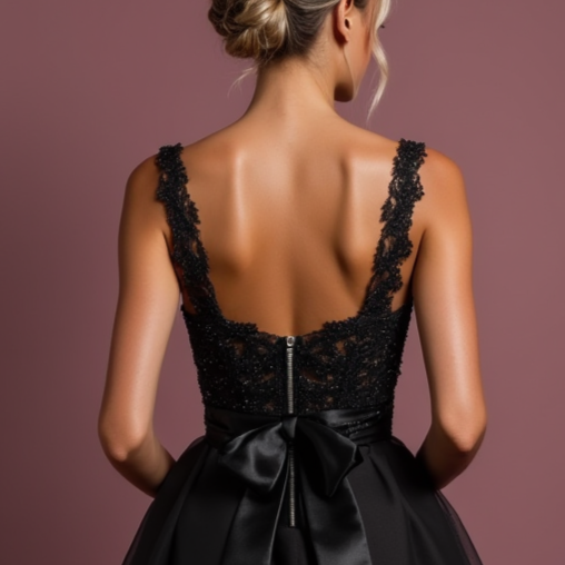Sexy Black Evening Dress & Prom Gown with High Slit and Off-Shoulder Design black embroidery New Satin