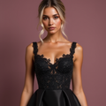 Sexy Black Evening Dress & Prom Gown with High Slit and Off-Shoulder Design black embroidery New Satin