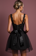 Sexy Black Evening Dress & Prom Gown with High Slit and Off-Shoulder Design black embroidery New Satin