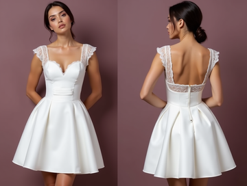 Short Wedding Dress and Mini Dress with a Belted Waist for a Defined Silhouette embroidery New Satin Short Wedding Dress silk