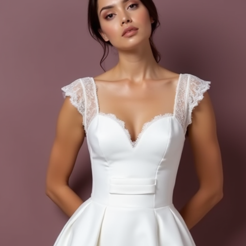 Short Wedding Dress and Mini Dress with a Belted Waist for a Defined Silhouette embroidery New Satin Short Wedding Dress silk