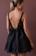 Elegant Black Evening Dress & Prom Dress with Sequins for a Dazzling Party Look black embroidery New Satin