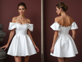 Playful Short Wedding Dress and Mini Dress with a Ruffled Neckline for a Unique Style embroidery New Satin Short Wedding Dress silk