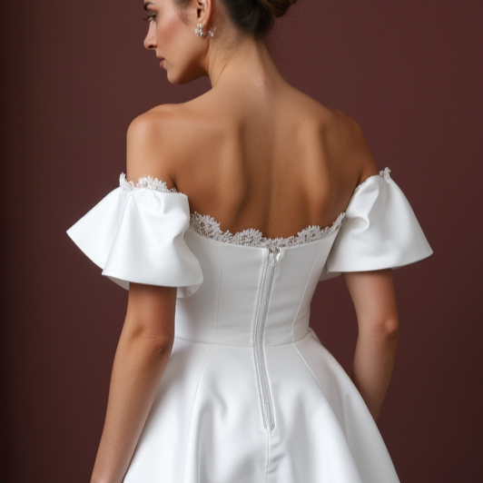 Playful Short Wedding Dress and Mini Dress with a Ruffled Neckline for a Unique Style embroidery New Satin Short Wedding Dress silk