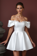 Playful Short Wedding Dress and Mini Dress with a Ruffled Neckline for a Unique Style embroidery New Satin Short Wedding Dress silk