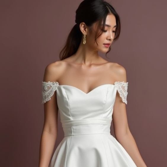 Elegant Short Wedding Dress and Mini Dress with an Illusion Lace Neckline embroidery New Satin Short Wedding Dress silk