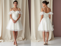 Romantic Short Wedding Dress and Mini Dress with a Heart-Shaped Cutout Back embroidery mesh New Satin Short Wedding Dress silk
