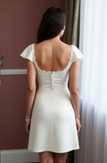 Sexy Short Wedding Dress and Mini Dress with a Plunging Neckline for a Bold Look embroidery mesh New Satin Short Wedding Dress silk