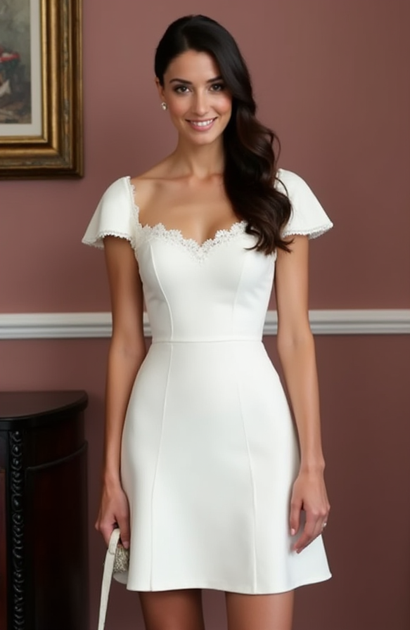 Sexy Short Wedding Dress and Mini Dress with a Plunging Neckline for a Bold Look embroidery mesh New Satin Short Wedding Dress silk