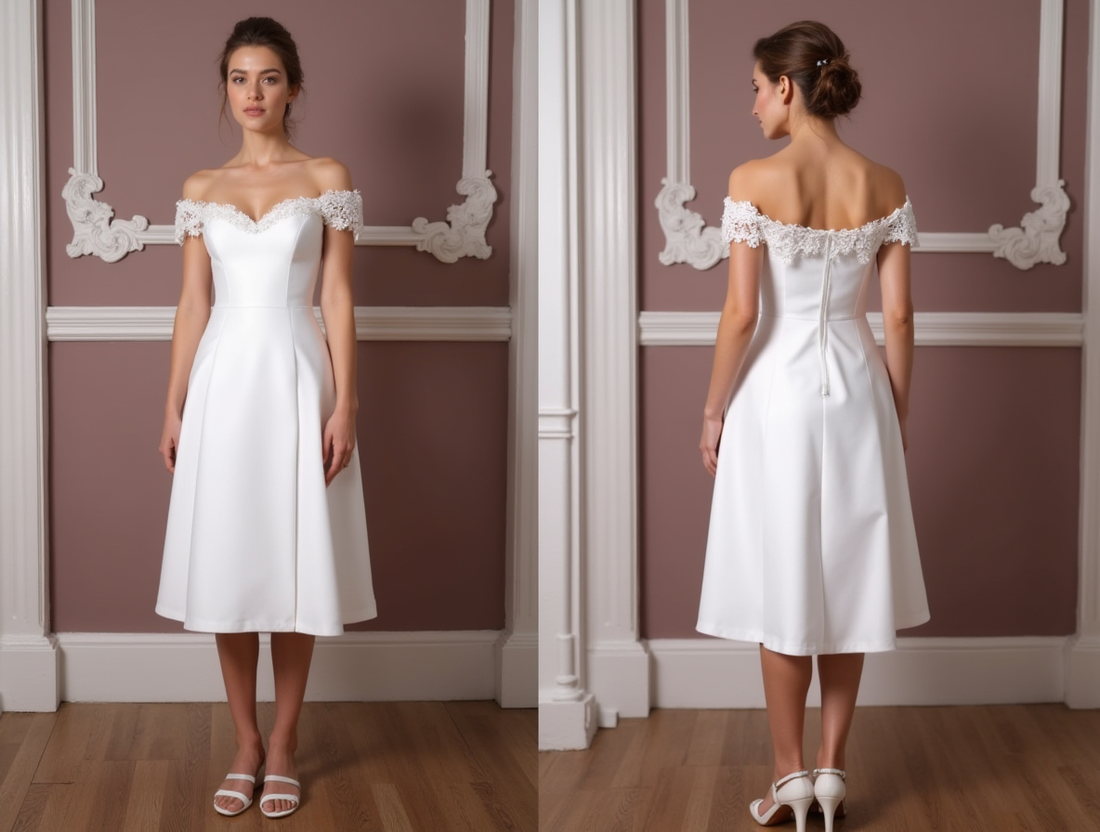 Glamorous Short Wedding Dress and Mini Dress with a Fitted Silhouette and Beading embroidery mesh New Satin Short Wedding Dress silk