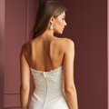 Chic Mini Short Wedding Dress with an Off-the-Shoulder Design for a Modern Bride embroidery mesh New Satin Short Wedding Dress silk
