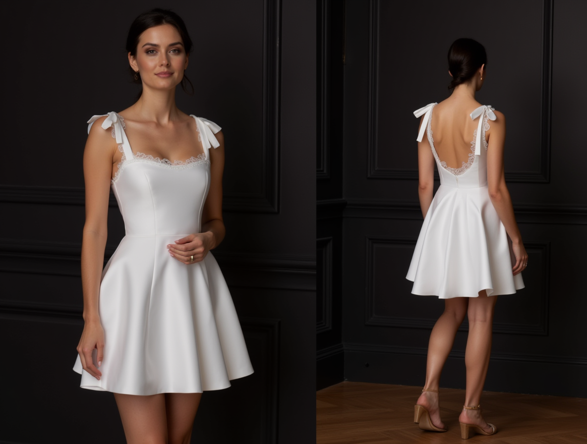 Romantic Mini Short Wedding Dress with a Flowing Skirt for a Dreamy Wedding Style embroidery New Satin Short Wedding Dress silk
