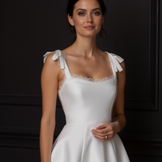 Romantic Mini Short Wedding Dress with a Flowing Skirt for a Dreamy Wedding Style embroidery New Satin Short Wedding Dress silk