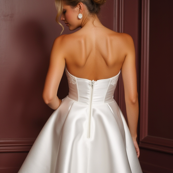 Stylish Mini Short Wedding Dress with a Plunging Neckline for a Bold and Chic Look New Satin Short Wedding Dress silk