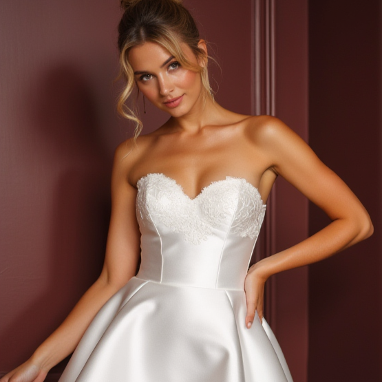 Stylish Mini Short Wedding Dress with a Plunging Neckline for a Bold and Chic Look New Satin Short Wedding Dress silk