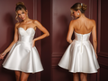 Stylish Mini Short Wedding Dress with a Plunging Neckline for a Bold and Chic Look New Satin Short Wedding Dress silk