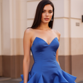 Elegant Blue Prom Dress and Evening Gown with a Flared Skirt for a Beautiful Fit backless blue New Satin