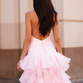 Timeless Pink Evening Dress and Prom Gown with Crystal Detailing for a Touch of Glam backless New pink Satin