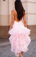 Timeless Pink Evening Dress and Prom Gown with Crystal Detailing for a Touch of Glam backless New pink Satin