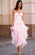 Timeless Pink Evening Dress and Prom Gown with Crystal Detailing for a Touch of Glam backless New pink Satin