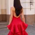 Stunning Red Evening Dress and Prom Gown with a Backless Design for a Sexy Look backless New red Satin