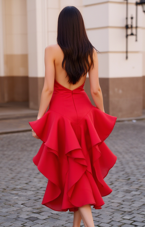 Stunning Red Evening Dress and Prom Gown with a Backless Design for a Sexy Look backless New red Satin