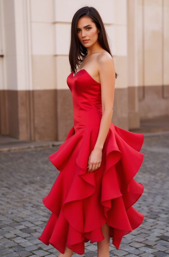 Stunning Red Evening Dress and Prom Gown with a Backless Design for a Sexy Look backless New red Satin