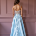 Sophisticated Evening Gown and Prom Dress with a Classic A-Line Shape backless New Satin