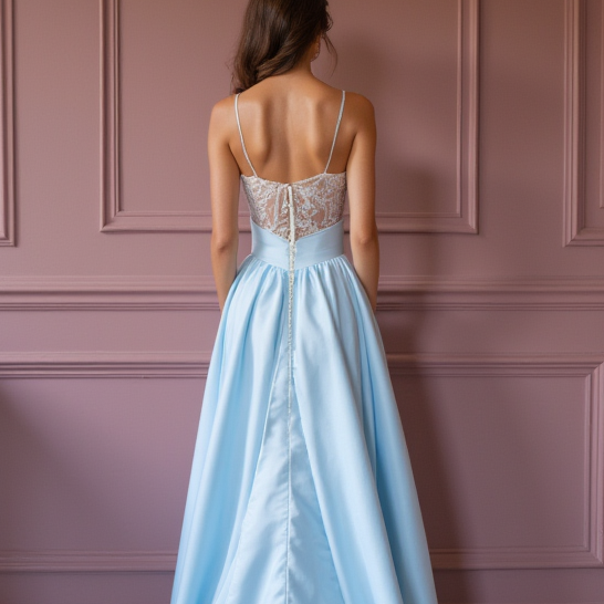 Sophisticated Evening Gown and Prom Dress with a Classic A-Line Shape backless New Satin