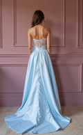 Sophisticated Evening Gown and Prom Dress with a Classic A-Line Shape backless New Satin