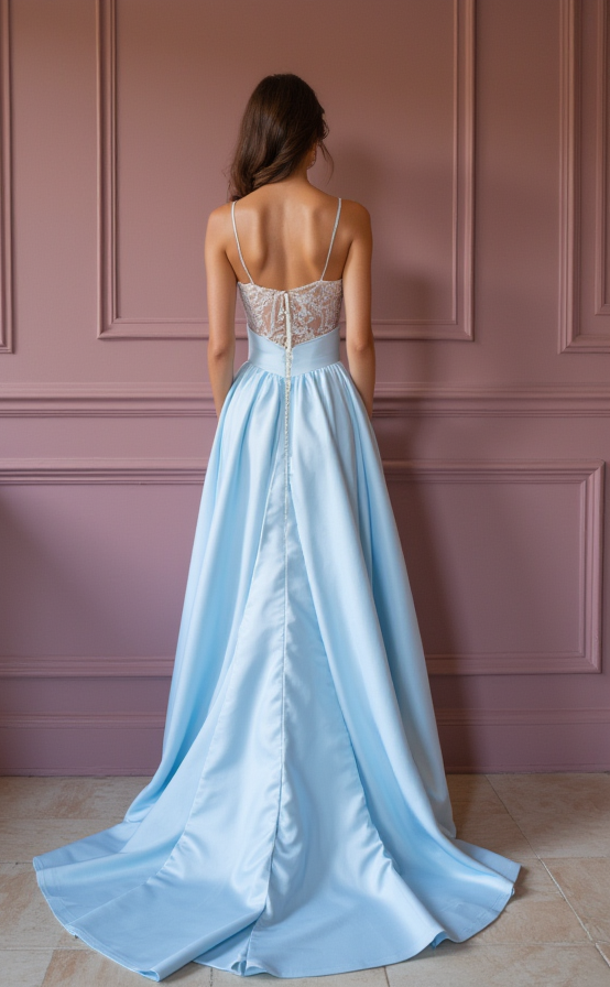 Sophisticated Evening Gown and Prom Dress with a Classic A-Line Shape backless New Satin