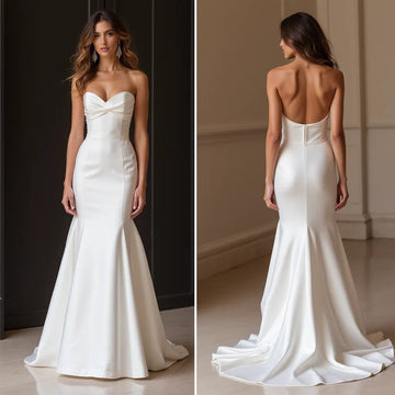 Mermaid Wedding Dress with a Flattering Silhouette for Elegant Brides New Satin Sleeveless Strapless