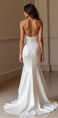 Mermaid Wedding Dress with a Flattering Silhouette for Elegant Brides New Satin Sleeveless Strapless