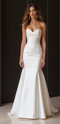 Mermaid Wedding Dress with a Flattering Silhouette for Elegant Brides New Satin Sleeveless Strapless