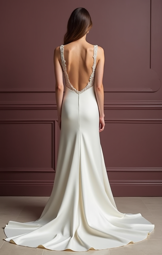 Classic Mermaid Wedding Gown with a Figure-Hugging Silhouette backless New Satin
