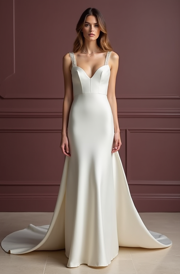 Classic Mermaid Wedding Gown with a Figure-Hugging Silhouette backless New Satin