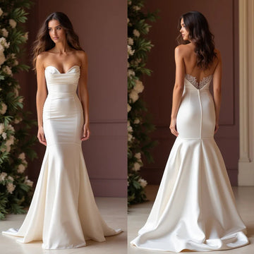 Mermaid Wedding Dress for a Glamorous and Sophisticated Bridal Look backless New Satin Sleeveless Strapless