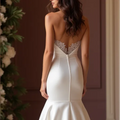 Mermaid Wedding Dress for a Glamorous and Sophisticated Bridal Look backless New Satin Sleeveless Strapless