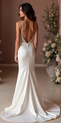 Mermaid Wedding Dress for Second Weddings, Reception, or Vow Renewal backless New Satin