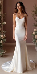 Mermaid Wedding Dress for Second Weddings, Reception, or Vow Renewal backless New Satin