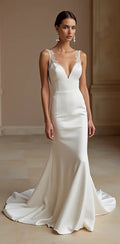 Mermaid Wedding Dress for Brides Who Love a Romantic and Sleek Design backless embroidery New Satin