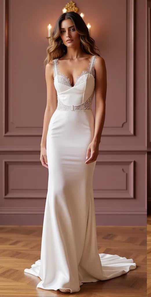 Mermaid Wedding Dress for Plus Size Brides Wanting a Flattering Fit backless New Satin