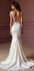 Mermaid Wedding Dress for Glam Brides Who Love a Stunning Silhouette backless embroidery New Satin